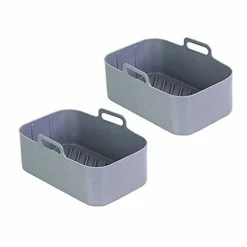New ✔️ POPQEEN 2pcs Air Fryer Silicone Pot For Ninja Foodi Dual DZ201 ,Reusable 8QT Air Fryer Silicone Liners,Rectangle Air Fryer Basket, Air Fryer Accessories (2PCS, Gray) 👏 -Small Appliance Parts Shop 317zTRHNnEL
