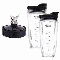 Budget 🥰 Revorit Blender Replacement Parts For Ninja, 2 24oz Cups With To-Go Lids, 7 Fins Extractor Blade, For Nutri Ninja Auto IQ BN801 BL480-30 BL640-30 BL642-30 NN100-30 BL2012 (2 Pack) ❤️