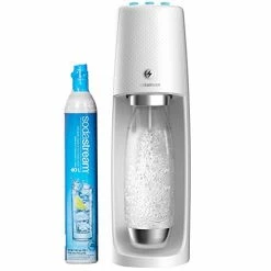 Budget 👏 SodaStream Fizzi One Touch, Sparkling Water Maker, White & SodaStream White Carbonating Bottle 0.5L 😍