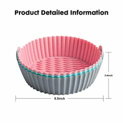 Discount 😍 Air Fryer Silicone Pot - AYBLOOM 3PCS 8.5inch Reusable Non-stick Silicone Air Fryer Liners Basket Replacement For Flammable Parchment Liner Paper Air Fryer Oven Accessories For 5 To 8 QT Pink + Gray + Mint Green 🔥 -Small Appliance Parts Shop 416gvKAcVIL