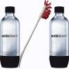 Promo 😍 Sodastream 2 Pack Black Original Premium 1 Liter Carbonating Reusable Bottles 1L Soda Stream Water Bundle With Kidscare Bottle Cleaning Brush 🧨