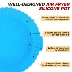 Flash Sale ✨ Buauty 3Pcs Air Fryer Silicone Liners 8inch Air Fryer Silicone Pot Reusable Food Grade Silicone Air Fryer Baking Tray Basket Accessories Replacement Of Flammable Disposable Parchment Paper Fit 3-7QT Airfryer Green+blue+pink 🛒 -Small Appliance Parts Shop 41AJ0oR3HJL