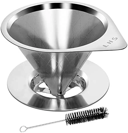 Top 10 ✔️ Pour Over Coffee Dripper Stainless Steel LHS Slow Drip Coffee Filter Metal Cone Paperless Reusable Single Cup Coffee Maker 1-2 Cup With Non-slip Cup Stand And Cleaning Brush Golden Mesh 1-2 Cups ⭐ 7 Top 10 ✔️ Pour Over Coffee Dripper Stainless Steel LHS Slow Drip Coffee Filter Metal Cone Paperless Reusable Single Cup Coffee Maker 1-2 Cup With Non-slip Cup Stand And Cleaning Brush Golden Mesh 1-2 Cups ⭐ - Image 5