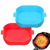 Promo ✨ Ctznxiy 2Pcs Air Fryer Silicone Liners- Reusable Air Fryer Square Liner, Heat Resistant Easy Cleaning Air Fryer Silicone Pot For 4 To 7 Qt For Air Fryer Accessories (Red+Bule) 😍 -Small Appliance Parts Shop 41DJWlFKH4L