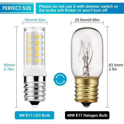 Top 10 ๐ฅ JandCase Microwave Light Bulbs Under Hood, Ceramic E17 LED Bulbs 40 Watt Equivalent, Daylight White 6000K Appliance Bulbs For Refrigerator,Microwave, Oven, Stove Hood, Non-Dimmable, 2Pack ๐ฅ 3 Top 10 ๐ฅ JandCase Microwave Light Bulbs Under Hood, Ceramic E17 LED Bulbs 40 Watt Equivalent, Daylight White 6000K Appliance Bulbs For Refrigerator,Microwave, Oven, Stove Hood, Non-Dimmable, 2Pack ๐ฅ