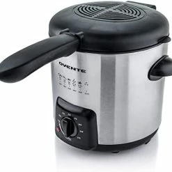 Flash Sale 🔔 Ovente Electric Deep Fryer 2 Liter Capacity, 1500W With Lid, Viewing Window, Adjustable Temperature Knob And Stainless Steel Frying Basket Perfect For Fried Chicken, Nuggets & Fries, Silver FDM2201BR Silver - 2 Liter 🛒 -Small Appliance Parts Shop 41HeSVdrUwL. AC