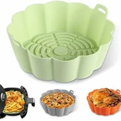 Flash Sale ✨ 2 Pack Air Fryer Silicone Liners, TEMPLUS 7.5inch Air Fryer Silicone Pot Reusable Food Safe Round Bowl, Easy Cleaning Air Fryer Silicone Basket BPA Free Accessories Fits 3 To 5 QT Air Fryers 2 Pack - Green / Gray ⭐ -Small Appliance Parts Shop 41HtynAjdVL. AC