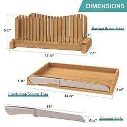 Top 10 🧨 Vriccc Bamboo Bread Slicer With Serrated Bread Knife, Adjustable Bread Slicer Guide With 3 Thickness Size, Foldable Compact Chopping Cutting Board With Crumb Tray, Great For Homemade Bread, Cakes, Bagels 🛒 -Small Appliance Parts Shop 41Nda7e2pxS