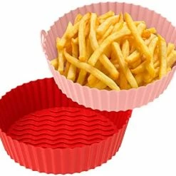 Discount 🧨 OUTXE 2-Pack Silicone Air Fryer Liner 7.5inch Reusable Air Fryer Silicone Basket Heat Resistant Easy Cleaning Air Fryers Silicone Pot Round For 3 To 5 Qt For Air Fryer Oven Accessories (Pink+Red) Red+pink 👏 -Small Appliance Parts Shop 41O6UC79uDL. AC