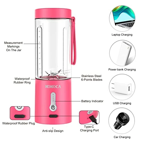 Promo โ๏ธ Blend Portable Blender Jet For Shakes And Smoothies, KOKOCA Personal Travel Blender For Protein With 4000mAh USB Rechargeable Battery, Crush Ice, Frozen Fruit And Drinks, 18 Oz Mini Travel Cup ๐งจ 5 Promo โ๏ธ Blend Portable Blender Jet For Shakes And Smoothies, KOKOCA Personal Travel Blender For Protein With 4000mAh USB Rechargeable Battery, Crush Ice, Frozen Fruit And Drinks, 18 Oz Mini Travel Cup ๐งจ - Image 3