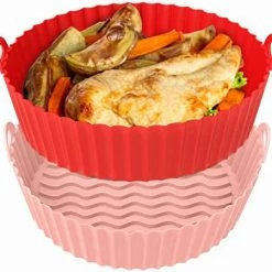 Discount 🧨 OUTXE 2-Pack Silicone Air Fryer Liner 7.5inch Reusable Air Fryer Silicone Basket Heat Resistant Easy Cleaning Air Fryers Silicone Pot Round For 3 To 5 Qt For Air Fryer Oven Accessories (Pink+Red) Red+pink 👏 -Small Appliance Parts Shop 41ayz99ELjL. AC