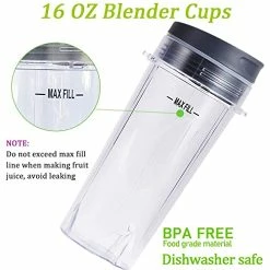 Budget 😀 ABTER 16oz Blender Cup Set For Ninja Replacement Parts Single Serve Blender Cup With Lids Set For BL770 BL780 BL660 BL740 BL810 Nutri Ninja Series Blenders (2-pack) 🛒 -Small Appliance Parts Shop 41az2QeWrhL