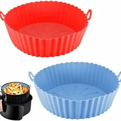 Best deal 😍 J.Y.Memorize 2 Pack Air Fryer Silicone Liners Basket Round, Apply To 1 - 3.5 QT Airfryer, Air Fryer Silicone Pot Bowl, Reusable Baking Tray Cooking Oven Accessories (Top 6.5in / Bottom 5.5in) Silicone-blue And Red 🌟 -Small Appliance Parts Shop 41bFH3nEkCL. AC