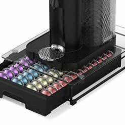 Best reviews of โค๏ธ EVERIE Crystal Tempered Glass Organizer Drawer Holder Compatible With Nespresso Vertuo Capsules, Compatible With 40 Big Or 52 Small Vertuoline Pods, 12'' Wide By 16.5'' Deep By 3.5'' High โจ