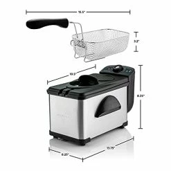 Flash Sale 🔔 Ovente Electric Deep Fryer 2 Liter Capacity, 1500W With Lid, Viewing Window, Adjustable Temperature Knob And Stainless Steel Frying Basket Perfect For Fried Chicken, Nuggets & Fries, Silver FDM2201BR Silver - 2 Liter 🛒 -Small Appliance Parts Shop 41i84sbP4yL