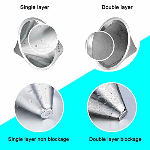 Top 10 ✔️ Pour Over Coffee Dripper Stainless Steel LHS Slow Drip Coffee Filter Metal Cone Paperless Reusable Single Cup Coffee Maker 1-2 Cup With Non-slip Cup Stand And Cleaning Brush Golden Mesh 1-2 Cups ⭐ 6 Top 10 ✔️ Pour Over Coffee Dripper Stainless Steel LHS Slow Drip Coffee Filter Metal Cone Paperless Reusable Single Cup Coffee Maker 1-2 Cup With Non-slip Cup Stand And Cleaning Brush Golden Mesh 1-2 Cups ⭐ - Image 4