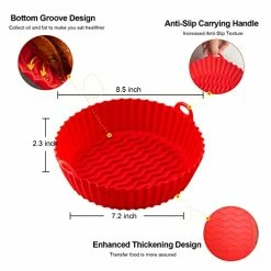Best deal 🎁 Vyaji Air Fryer Silicone Liners & Air Fryer Magnetic Cheat Sheet, 3-6.8Qt Non-Stick Liners, Heat-Resistant And Easy To Clean, Air Fryer Silicone Pot For Air Fryer, Baking Roasting Microwave(8 Inch) 1+1set 💯 -Small Appliance Parts Shop 41mSYenaWSL