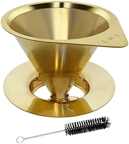 Top 10 ✔️ Pour Over Coffee Dripper Stainless Steel LHS Slow Drip Coffee Filter Metal Cone Paperless Reusable Single Cup Coffee Maker 1-2 Cup With Non-slip Cup Stand And Cleaning Brush Golden Mesh 1-2 Cups ⭐ 10 Top 10 ✔️ Pour Over Coffee Dripper Stainless Steel LHS Slow Drip Coffee Filter Metal Cone Paperless Reusable Single Cup Coffee Maker 1-2 Cup With Non-slip Cup Stand And Cleaning Brush Golden Mesh 1-2 Cups ⭐ - Image 8