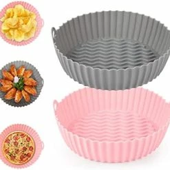 Outlet 🥰 Boribim 2 PCS Air Fryer Silicone Liners - 7.5 Inch Reusable Airfryer Basket Heat Resistant - Air Fryer Inserts - Easy Cleaning Air Fryers Silicone Pot Round For 3 To 5 QT Oven Accessories (Red+Blue) Red + Blue 👏 -Small Appliance Parts Shop 41uqW1zuF L. AC