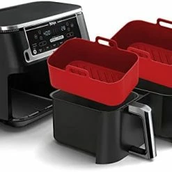 Best Pirce 🧨 2Pcs Air Fryer Silicone Pot Rectangular For Ninja Foodi Dual DZ201 8QT, MMH Reusable Silicone Airfryer Liner Replacement Baking Tray Basket Insert | Non-stick | Easy Cleaning | Food Safe | Gray 🤩 -Small Appliance Parts Shop 41vbLmUFETL. AC