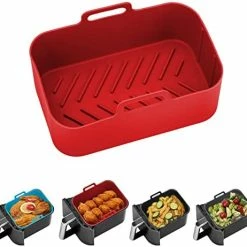 Best Pirce 🧨 2Pcs Air Fryer Silicone Pot Rectangular For Ninja Foodi Dual DZ201 8QT, MMH Reusable Silicone Airfryer Liner Replacement Baking Tray Basket Insert | Non-stick | Easy Cleaning | Food Safe | Gray 🤩 -Small Appliance Parts Shop 41x45KQluDL. AC