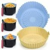 Best reviews of ✨ 2 Pack Air Fryer Silicone Pot Bowl, Anglecai 6.5 Inch Air Fryers Silicone Basket Round Heat Resistant Reusable Replacement Liner Air Fryers Oven Accessories For 1-3 Qt Airfryer (Blue+Yellow) ⌛