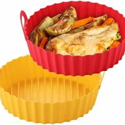Cheapest 🥰 OUTXE 2-Pack Air Fryer Silicone Liners 8.5inch For 5 To 8 QT Reusable Air Fryer Pot Round Air Fryer Silicone Baking Tray Easy Cleaning For Oven Accessories (Red+Yellow) ✔️ -Small Appliance Parts Shop 41yKKEWTdWL. AC