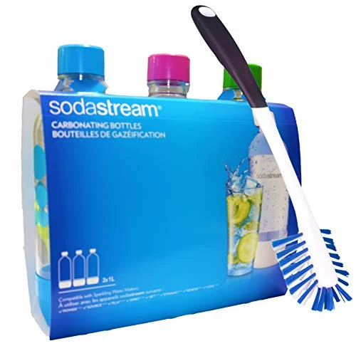 Best Pirce ✨ Soda Stream 3 Pack Original Sodastream Reusable Sparkling Water Carbonating Bottles 1L 1 Liter Bundle With Kidscare 14 Inch Bottle Cleaning Brush ⌛ 3 Best Pirce ✨ Soda Stream 3 Pack Original Sodastream Reusable Sparkling Water Carbonating Bottles 1L 1 Liter Bundle With Kidscare 14 Inch Bottle Cleaning Brush ⌛