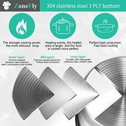 New 👍 ZoneFly Original 8Qt Power Cooker XL Replacement Inner Pot Stainless Steel Compatible With 8 Quart Power Pressure Cooker Model PPC772 (or #PPC772) PPC780 (or #PPC780) And WAL3 Stainless Steel Inner Pot Parts For 8qt ⌛