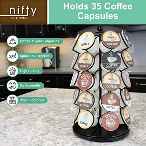 Budget ๐ Nifty Coffee Pod Carousel โ Compatible With K-Cups, 35 Pod Pack Storage, Spins 360-Degrees, Lazy Susan Platform, Modern Black Design, Home Or Office Kitchen Counter Organizer ๐ 3 Budget ๐ Nifty Coffee Pod Carousel โ Compatible With K-Cups, 35 Pod Pack Storage, Spins 360-Degrees, Lazy Susan Platform, Modern Black Design, Home Or Office Kitchen Counter Organizer ๐