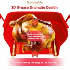 Cheap ✔️ Vangerute Collapsible 2-Pack Silicone Air Fryer Liners, Enlarged Rectangular Air Fryer Silicone Pot, Reusable Silicone Air Fryer Basket For NINJA Foodi Dual DZ201 DZ250 8QT Air Fryer Accessories(Red) 🥰 -Small Appliance Parts Shop 511e3X2n8XL