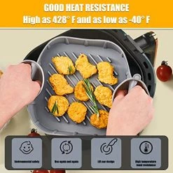 New 😀 Air Fryer Silicone Liners Square, Reusable Silicone Pots For Food Safe With Heat-Proof Gloves, Air Fryers Oven Accessories Liners Basket, 8 Inch For 4 To 7 QT(1 PACK) 💯 -Small Appliance Parts Shop 512gaQhCtNL