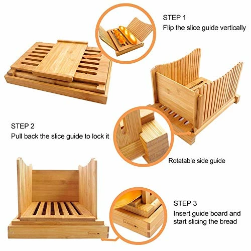 Outlet 🔔 PURENJOY Bamboo Foldable Bread Slicer Compact Bread Slicing Guide With Crumb Catcher Tray For Homemade Bread Thickness Adjustable… Clear 😍 5 Outlet 🔔 PURENJOY Bamboo Foldable Bread Slicer Compact Bread Slicing Guide With Crumb Catcher Tray For Homemade Bread Thickness Adjustable… Clear 😍 - Image 3