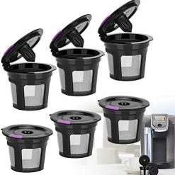 Outlet 🧨 6 Pack Reusable K Cups For Keurig, LivingAid Refillable K CUPS Coffee Filters, Stainless Mesh Reusable Coffee Pods Compatible With Keurig 1.0 Or 2.0 Keurig Coffee Maker, BPA Free 2 Packs Black 🛒 -Small Appliance Parts Shop 514Fxqm 1L. AC