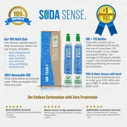 New 😀 Soda Sense Eco-Friendly 60L CO2 Cylinder For Sodastream + $15 Amazon Gift Card W/Refill, Refilled In USA, 14.5 Oz [NOT FOR ART & TERRA] No Late Fees Exchange, Carbonator Cartridge Gas Canister 2 Pack 👍