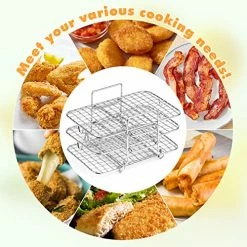 New ✔️ AIEVE Air Fryer Rack Compatible With Ninja Dual Air Fryer, 304 Stainless Steel Multi-Layer Dehydrator Rack Toast Rack Air Fryer Accessories Compatible With Ninja DZ201 Air Fryer Ninja Foodi Air Fryer 🥰 -Small Appliance Parts Shop 515Ax8khoSL