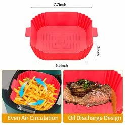 Promo ✨ Ctznxiy 2Pcs Air Fryer Silicone Liners- Reusable Air Fryer Square Liner, Heat Resistant Easy Cleaning Air Fryer Silicone Pot For 4 To 7 Qt For Air Fryer Accessories (Red+Bule) 😍 -Small Appliance Parts Shop 515XUK6gQQL