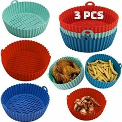 Cheap 🤩 MJ MarkoJo MarkoJo 3PCS 7.5 Inch Air Fryer Liners Silicone - Microwave Oven Bowl - Eco-Friendly- Reusable - Recyclable - BPA-free, Heat Resistant, Nonstick, And Easy Cleaning - Kitchen Gadgets Must Have Foodie Blue, Red, And Green 👍 -Small Appliance Parts Shop 515kjjtBXjL. AC 1