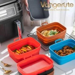 Cheap ✔️ Vangerute Collapsible 2-Pack Silicone Air Fryer Liners, Enlarged Rectangular Air Fryer Silicone Pot, Reusable Silicone Air Fryer Basket For NINJA Foodi Dual DZ201 DZ250 8QT Air Fryer Accessories(Red) 🥰 -Small Appliance Parts Shop 516PFJf0kkL