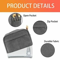 Deals 😀 2 Slice Toaster Cover, Toaster Bags With Pockets, Bread Toaster Oven Dustproof Cover, Toaster Storage Bag, Appliance Covers For Kitchen Small Appliance, Fingerprint Protection, Gift For 👩 Women (S, Grey) ⌛ -Small Appliance Parts Shop 51B8jkeGUaL