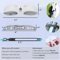 Hot Sale 🎉 4PCS Cord Organizer For Appliances, Kitchen Appliances Cord Winder Cord Wrapper For Appliances, Cord Holder Stick On Pressure Cooker, Mixer, Toaster, Air Fryer With 8PCS Cable Organizer Items White*4 ⭐ -Small Appliance Parts Shop 51Bbh6zNBnL