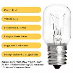 Wholesale 😉 Belleone Microwave Light Bulb For Whirlpool GE, 125V 40W Microwave Light Bulbs Under Hood For Whirlpool GE Kenmore LG Maytag Amana Over The Range Hood Microwave - Replaces 8206232A WB25X10030, E17 Base, 2PCS 👍 -Small Appliance Parts Shop 51D0rqfanlL