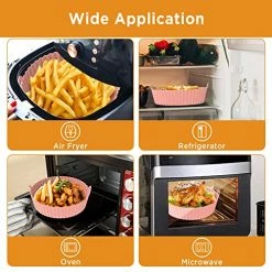 Discount 🧨 OUTXE 2-Pack Silicone Air Fryer Liner 7.5inch Reusable Air Fryer Silicone Basket Heat Resistant Easy Cleaning Air Fryers Silicone Pot Round For 3 To 5 Qt For Air Fryer Oven Accessories (Pink+Red) Red+pink 👏 -Small Appliance Parts Shop 51DX5InJI7L