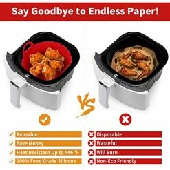 Cheapest 🥰 OUTXE 2-Pack Air Fryer Silicone Liners 8.5inch For 5 To 8 QT Reusable Air Fryer Pot Round Air Fryer Silicone Baking Tray Easy Cleaning For Oven Accessories (Red+Yellow) ✔️ -Small Appliance Parts Shop 51DbIoe1YtL