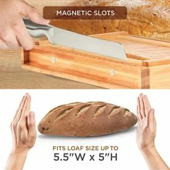 Budget ✨ Bambüsi Luxury Bamboo Bread Slicer With Knife - 3 Slice Thickness, Foldable Compact Cutting Guide With Crumb Tray, Stainless Steel Bread Knife For Homemade Bread, Cake, Bagels 5.5” Wide X 5” Tall ⌛ 8 Budget ✨ Bambüsi Luxury Bamboo Bread Slicer With Knife - 3 Slice Thickness, Foldable Compact Cutting Guide With Crumb Tray, Stainless Steel Bread Knife For Homemade Bread, Cake, Bagels 5.5” Wide X 5” Tall ⌛ -Small Appliance Parts Shop 51DlU8sgQUL