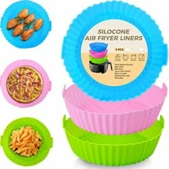 Flash Sale ✨ Buauty 3Pcs Air Fryer Silicone Liners 8inch Air Fryer Silicone Pot Reusable Food Grade Silicone Air Fryer Baking Tray Basket Accessories Replacement Of Flammable Disposable Parchment Paper Fit 3-7QT Airfryer Green+blue+pink 🛒 -Small Appliance Parts Shop 51FSfpb6bnL. AC