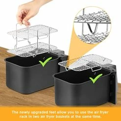 New ✔️ AIEVE Air Fryer Rack Compatible With Ninja Dual Air Fryer, 304 Stainless Steel Multi-Layer Dehydrator Rack Toast Rack Air Fryer Accessories Compatible With Ninja DZ201 Air Fryer Ninja Foodi Air Fryer 🥰 -Small Appliance Parts Shop 51Gg7FOZmwL
