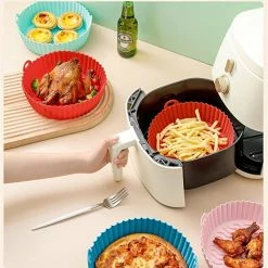 Outlet ❤️ Silicone Air Fryer Liners, [Premium Quality] G3 2-Pack 8.5" 5QT Or Bigger Reusable Air Fryer Silicone Basket, Easy To Clean, Air Fryers Silicone Pot, Air Fryer Oven Accessories (Pink&Red) 🛒 -Small Appliance Parts Shop 51Gupj6QTFL