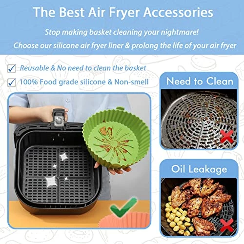 Outlet โญ Loveuing Air Fryer Silicone Liners - Reusable Non-stick Air Fryer Silicone Pot Liner Compatible With COSORI Air Fryer Basket Accessories, Fit 3-6 Qt Gr ๐ 4 Outlet โญ Loveuing Air Fryer Silicone Liners - Reusable Non-stick Air Fryer Silicone Pot Liner Compatible With COSORI Air Fryer Basket Accessories, Fit 3-6 Qt Gr ๐ - Image 2