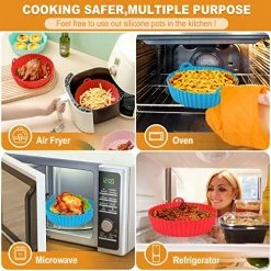 Outlet 🥰 Boribim 2 PCS Air Fryer Silicone Liners - 7.5 Inch Reusable Airfryer Basket Heat Resistant - Air Fryer Inserts - Easy Cleaning Air Fryers Silicone Pot Round For 3 To 5 QT Oven Accessories (Red+Blue) Red + Blue 👏 -Small Appliance Parts Shop 51HXEu4HtUL